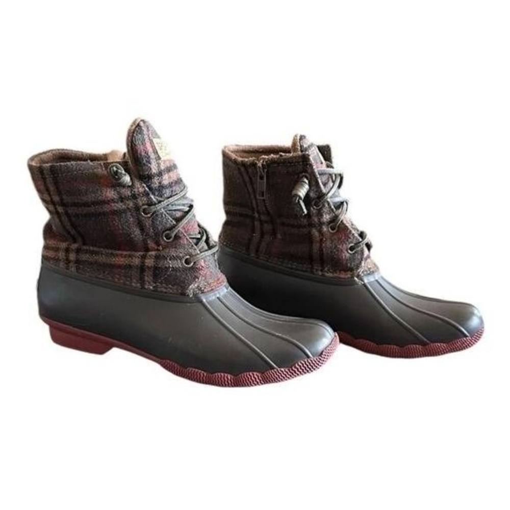 Sperry Womens Saltwater Brown Plaid‎ Duck Boot Waterproof Outdoor Size 9 - Picture 6 of 9